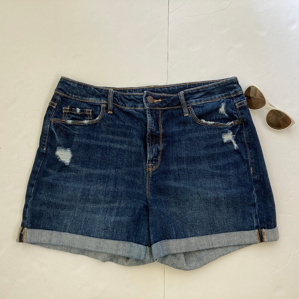 Old Navy Blue Denim High Rise Cuffed Shorts 10